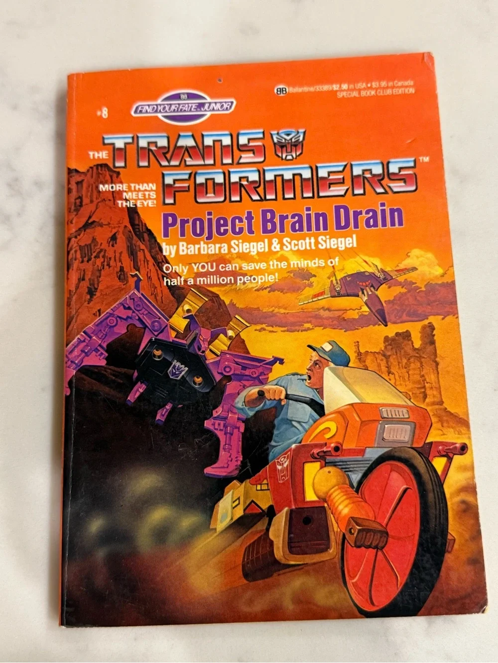 Vintage Book: The Transformers: Project Brain Drain Paperback - 1986